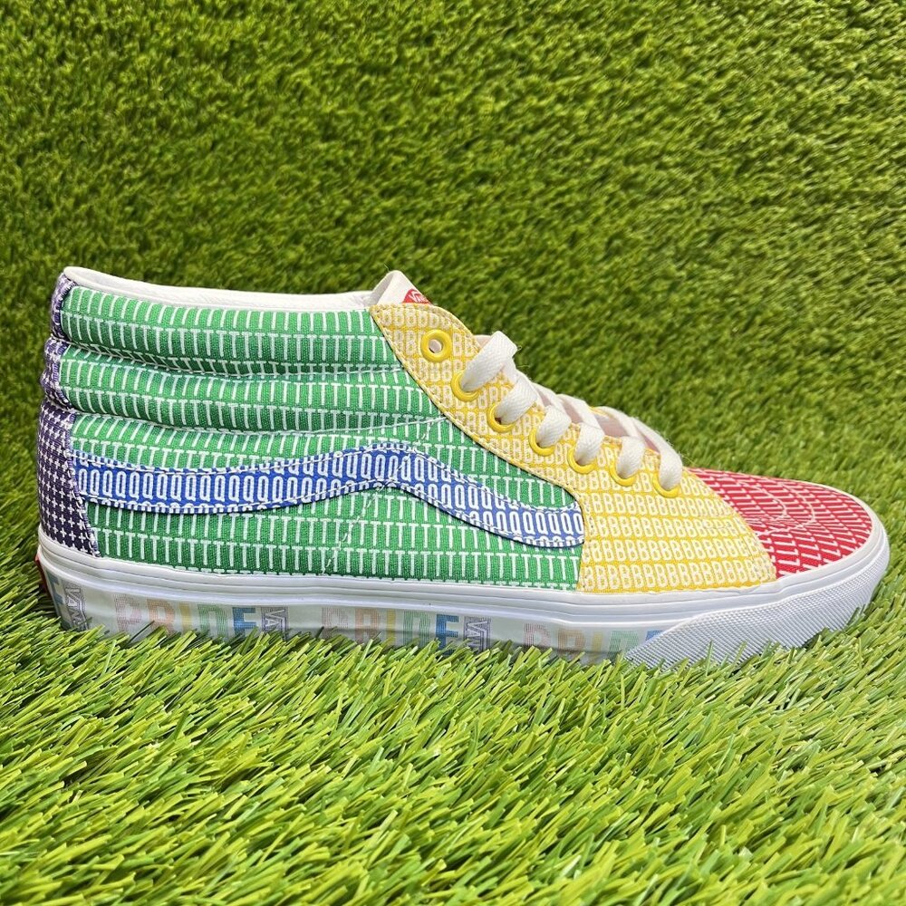 Vans Sk8-Mid Pride Mens Size 10.5 Red Green Yellow Walking Skate Shoes Sneakers